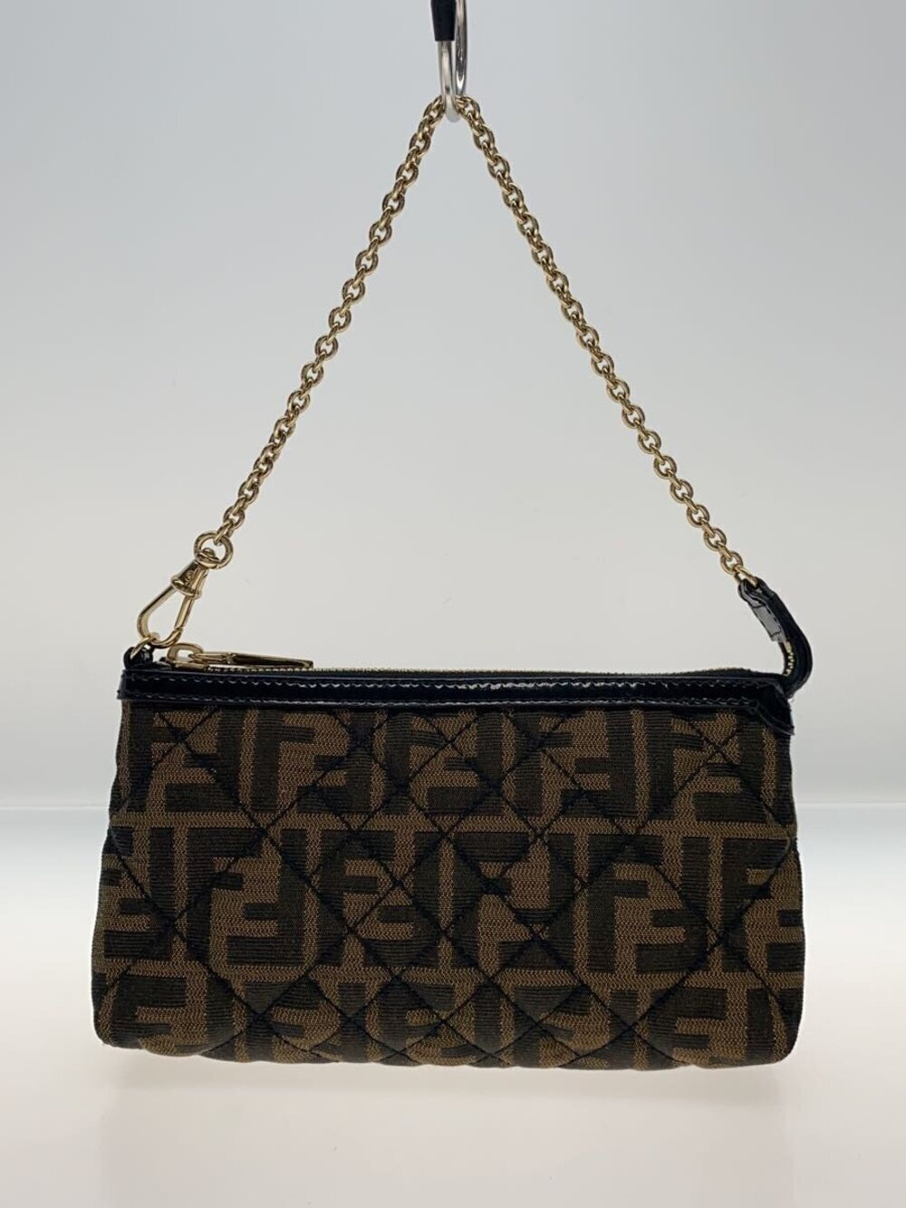 Fendi Zucca Chain Pouch Clutch Brown All over